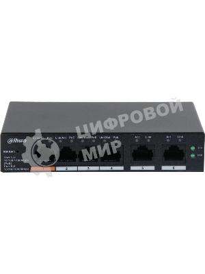 Коммутатор Dahua DH-CS4006-4GT-60 (L2) 4x1 Гбит/с 2xКомбо(1000BASE-T/SFP) 60W управляемый