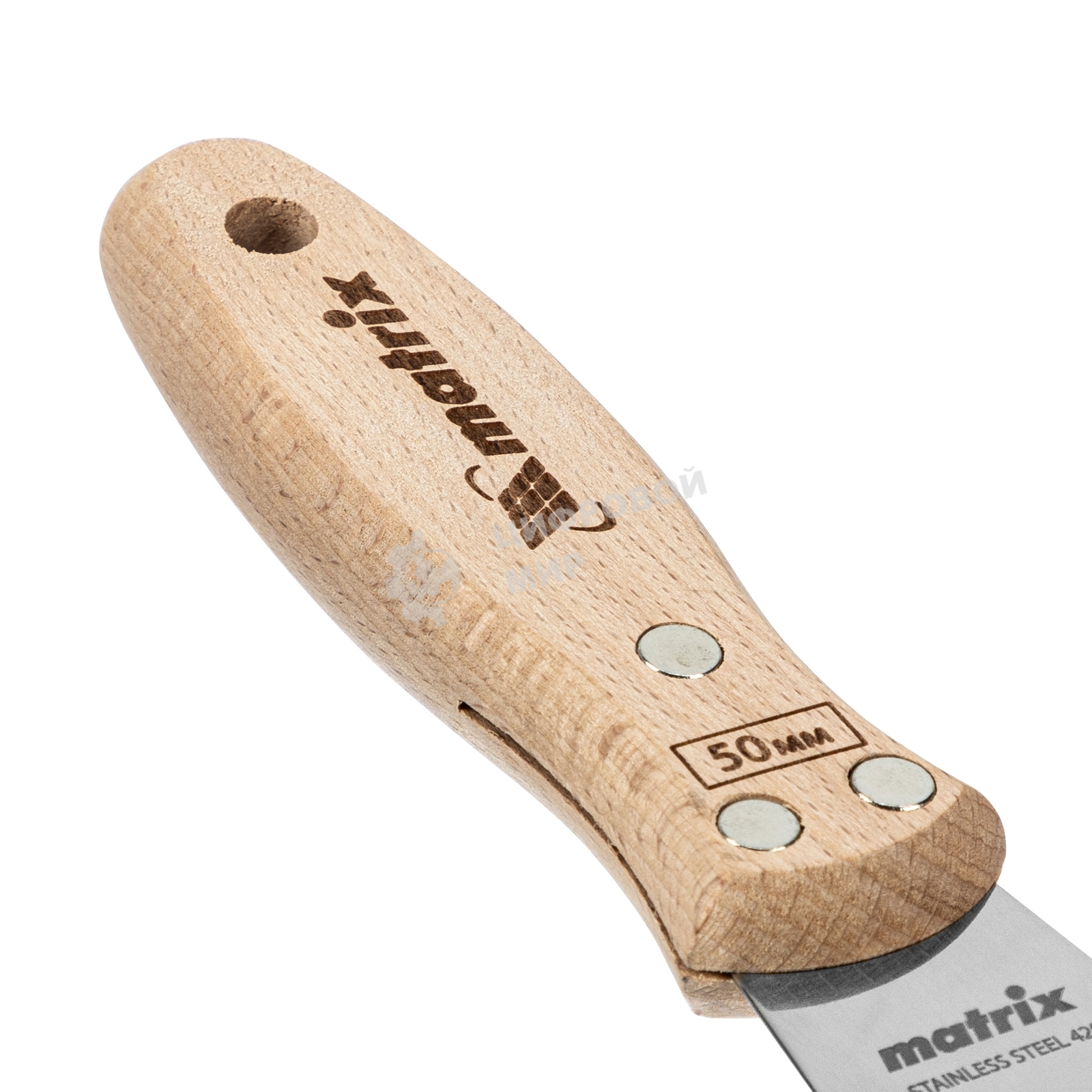 Шпательная лопатка Matrix из нержавеющей стали, 50 мм, буковая рукоятка, EFP
