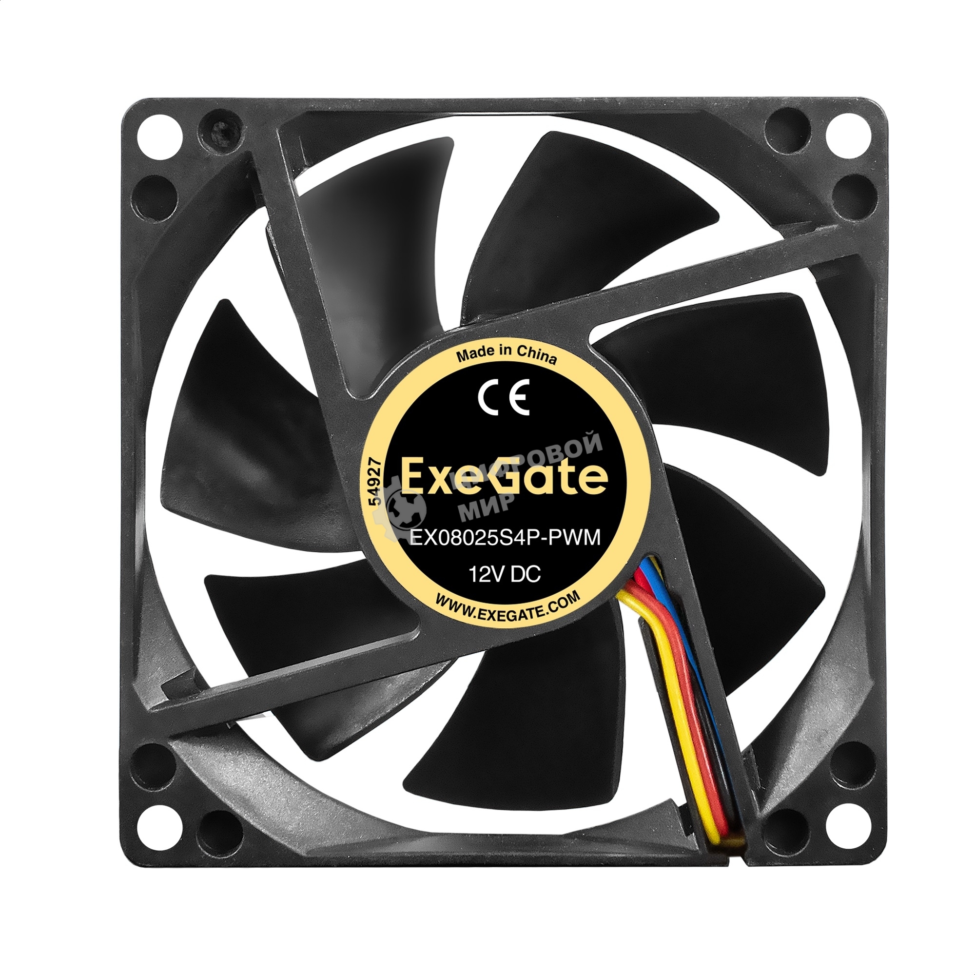 Вентилятор для корпуса ExeGate EX08025S4P-PWM черный, 80 мм, 2300 об/мин, 23 дБ, 4 pin