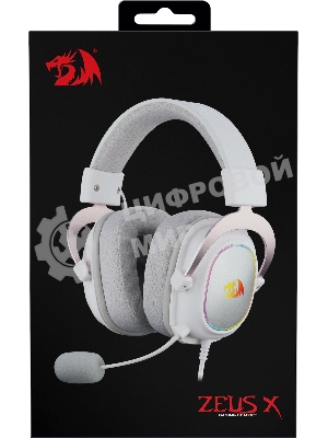Игровая гарнитура REDRAGON ZEUS X белая (USB, 53 мм, 7.1, RGb подсветка)