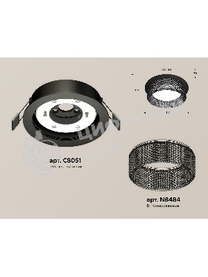 Комплект встраиваемого светильника Ambrella light XC8051031 SBK/BK черный песок/тонированный GX53 (C8051, N8484)