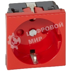 Механизм розетки Legrand 1-м СП Mosaic 2 модульный, с заземлением, красный Legrand 077214 124965