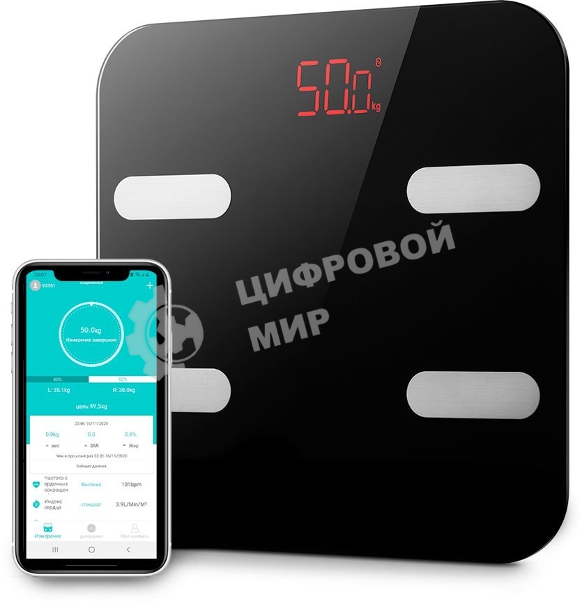 Весы напольные электронные Kitfort KT-806 макс.180кг черный