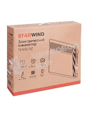 Конвектор электрический Starwind SHV5010, белый, 1000 Вт, 15 м2, термостат, 1 режим мощности