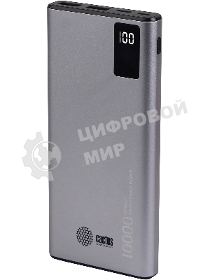 Портативный аккумулятор Cactus CS-PBFSLT-10000 10000mAh 3A 2xUSB серый