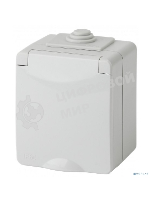 Розетка ЭРА ОП 2P+E 11-2602-03 16А-250В с защ. шторками IP65 сер.