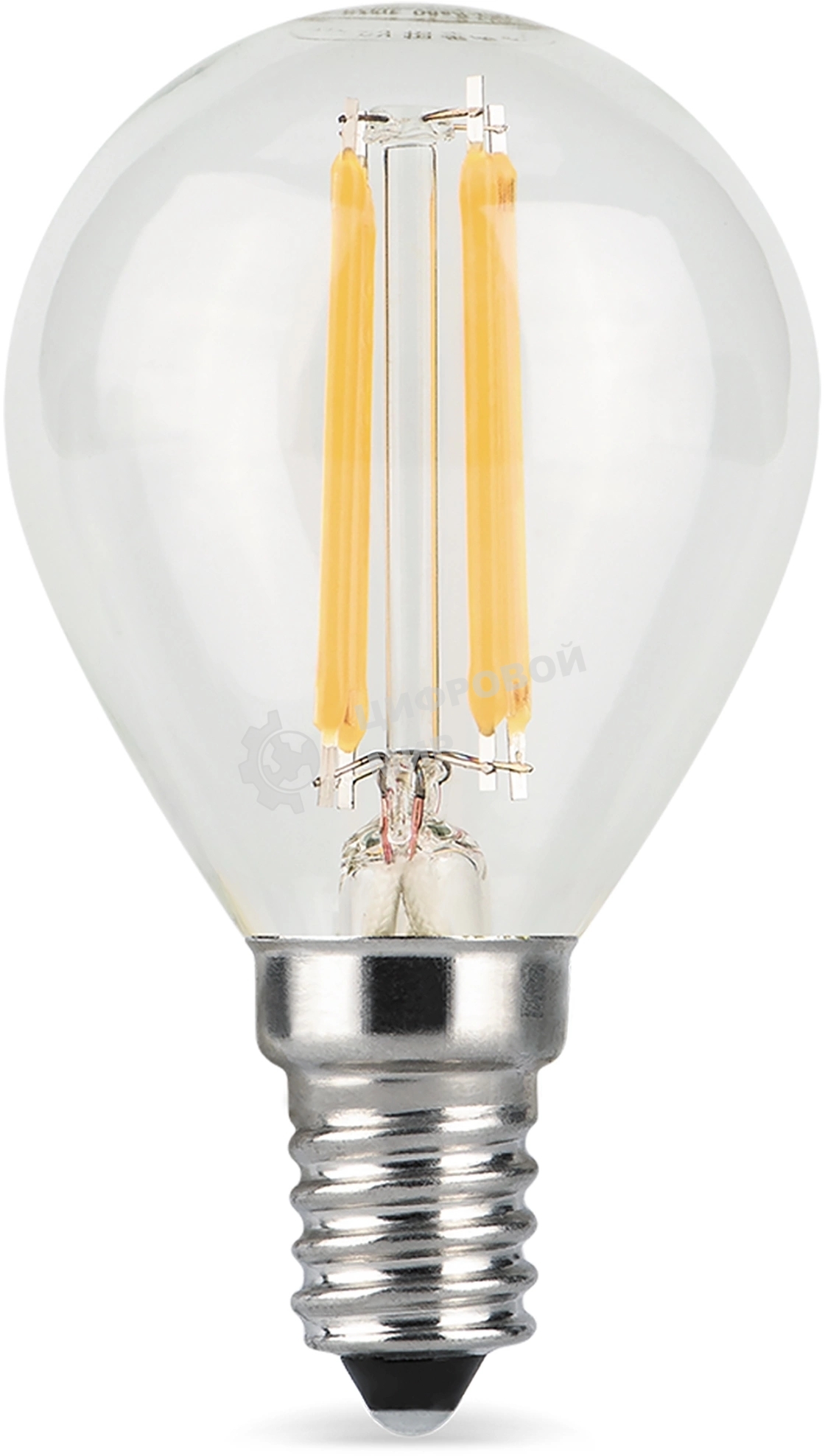 Лампа светодиодная филаментная Gauss Filament 5Вт цок.: E14 свеча 220B св. свеч. бел. теп. (упак.: 10 шт)