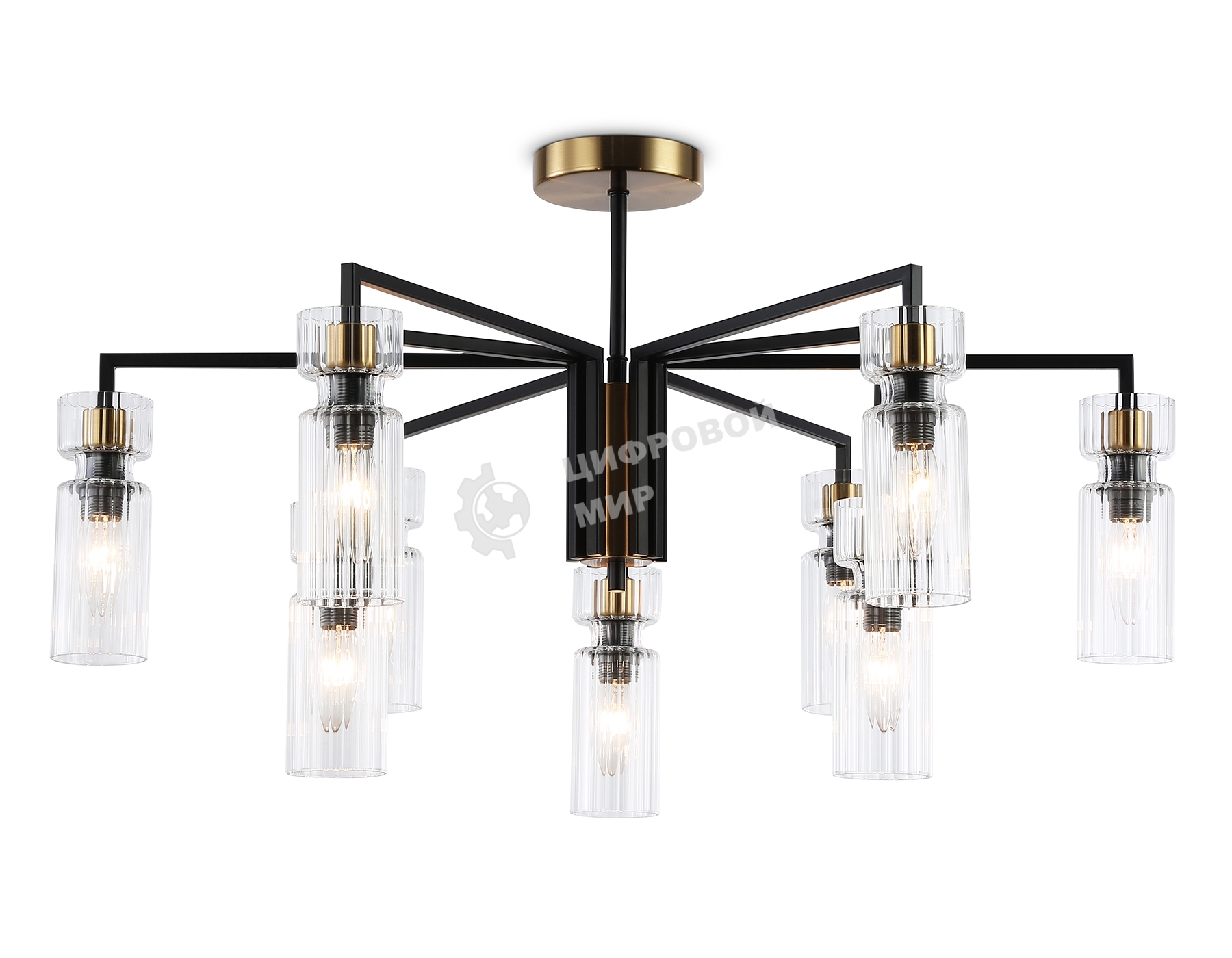 Люстра Ambrella light LH56117/9 BK/BS/CL черный/латунь/прозрачный E14*9 max 40W D765*440