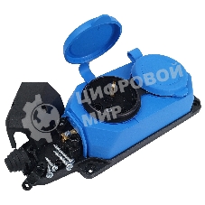 Колодка AY-KA ОУ 2-ая каучук с/з 16A IP44 синий (5520003)