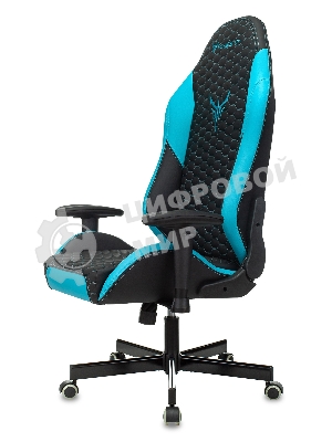 Кресло Knight Neon черный/голубой, экокожа, 120 кг, механизм качания