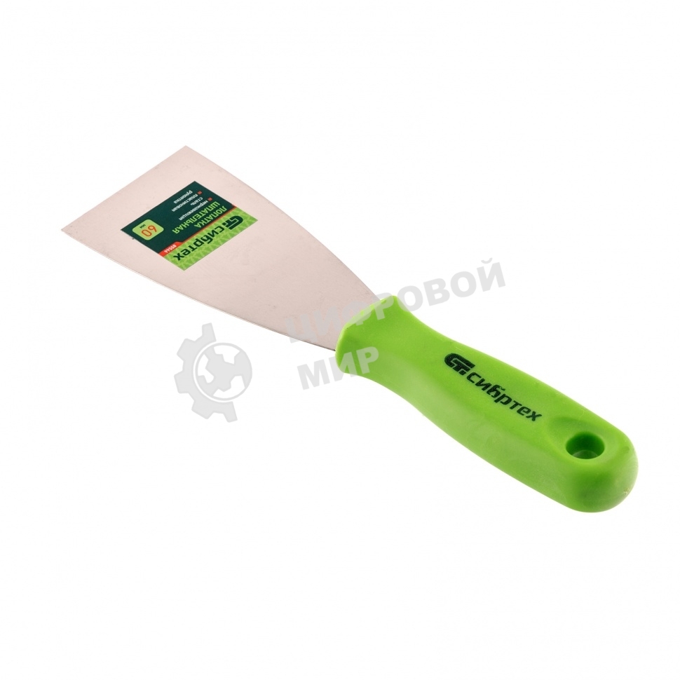 Шпательная лопатка из нержавеющей стали Сибртех, 60 мм, пластмассовая ручка