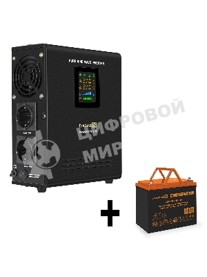 Комплект источника бесперебойного питания Exegate EX295996RUS + батарея 80Aч EX285654RUS 1шт (инвертор, синус, для котла, настенный) ExeGate FineSine SX-800.LCD.AVR.2SH <800VA/500W, чистая синусоида, цветной LCD-дисплей, AVR, 2*Schuko, линейно-интерактивный, крепление настенное/универсальное, Black> + батарея ExeGate HRL 12-80 (12В, 80Ач) 1шт