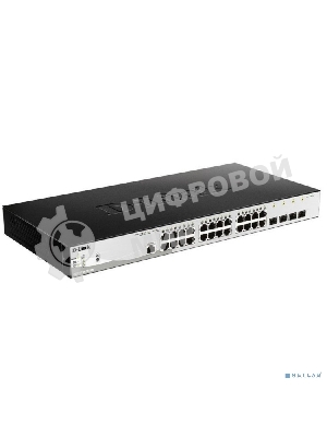 Коммутатор управляемый D-Link DGS-1210-28P/ME/B2A 2 уровня с 24 портами 10/100/1000Base-T и 4 портами 1000Base-X SFP (24 порта с поддержкой PoE 802.3af/802.3at (30 Вт), PoE-бюджет 193 Вт)