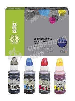 Чернила Cactus CS-EPT00S14-44A голубой/пурпурный/желтый/черный набор 4x70мл для Epson L1110 Ecotank/L3100/L3101/L3110/L3150/L3151