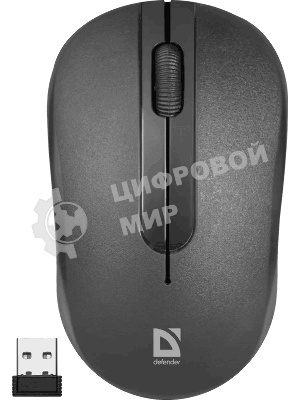 Мышь беспроводная Defender Hit MM-495 черный, 1600 dpi, радиоканал, USB, кнопки - 3