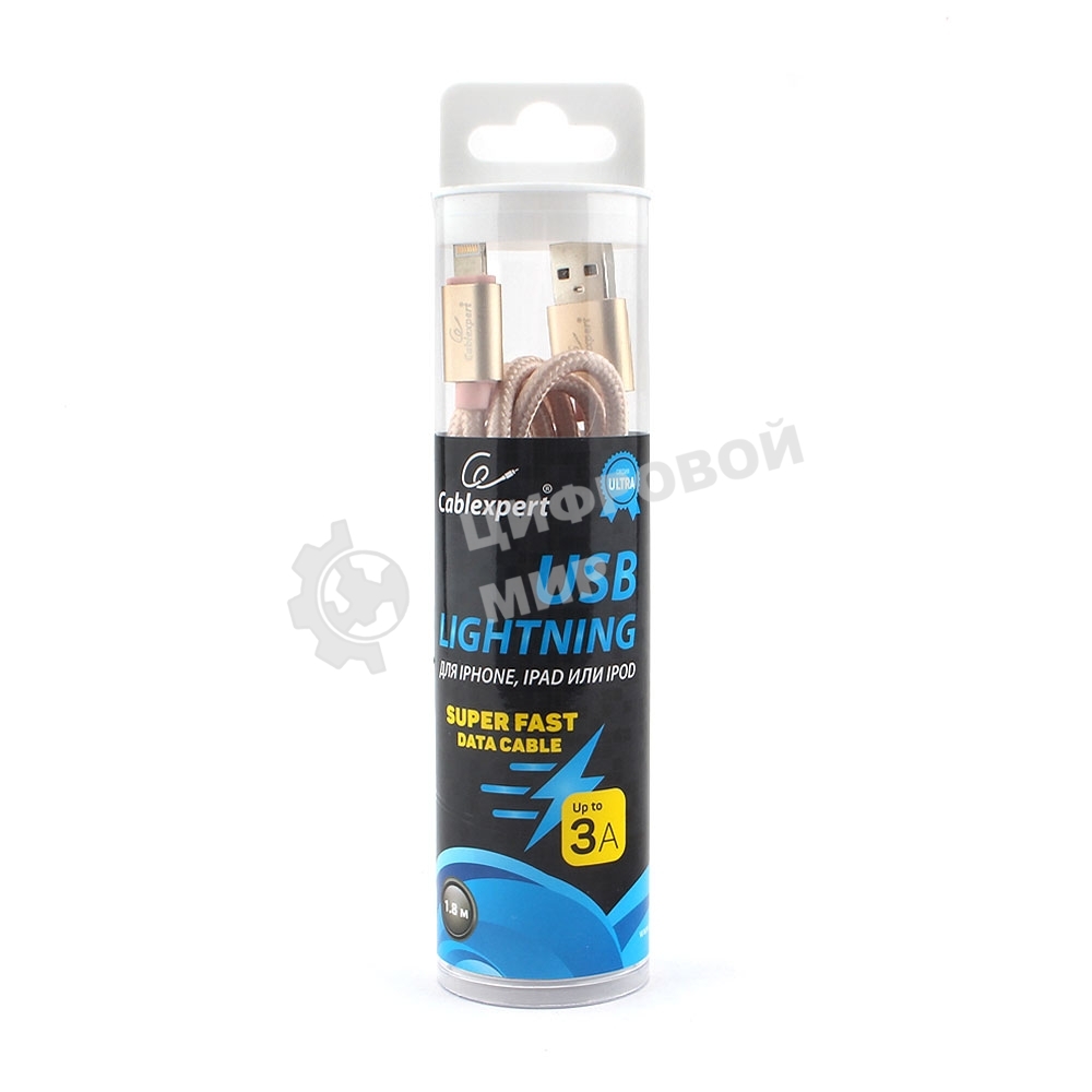 Кабель Cablexpert для Apple CC-U-APUSB02Gd-1.8M, AM/Lightning, серия Ultra, длина 1.8м, золотой, блистер