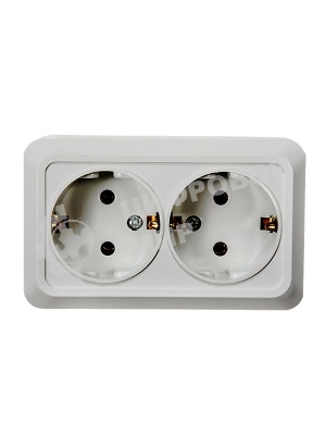 Розетка 2-м BOLLETO с заземл. накл. 7128 белый ASD/IN HOME 4680005959839