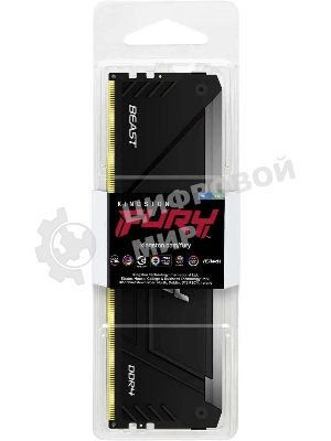 Оперативная память Kingston Fury Beast, DDR4, 16GB (1x16GB), 3600MHz, CL18, DIMM, с радиатором, RGB, черный