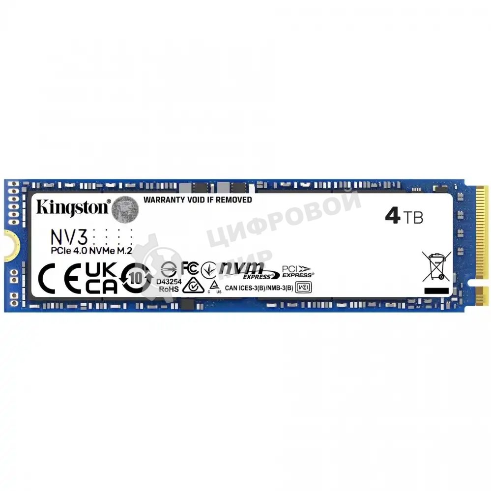 Накопитель SSD Kingston NV3, 4000Gb, M.2 2280, PCIe 4.0 x4, NVMe, R/W 6000/5000