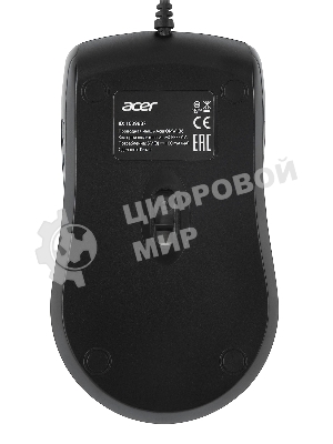 Мышь проводная Acer OMW136 черный, 1200 dpi, USB, кнопки - 3