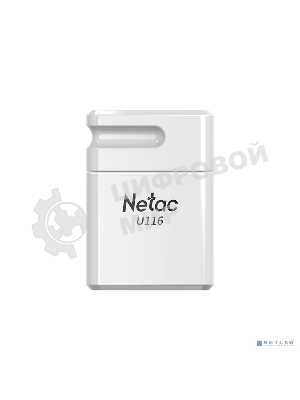 Флешка USB Netac U116 mini (NT03U116N-032G-32WH USB), 32Gb, USB 3.2, R/W 90/30, белый