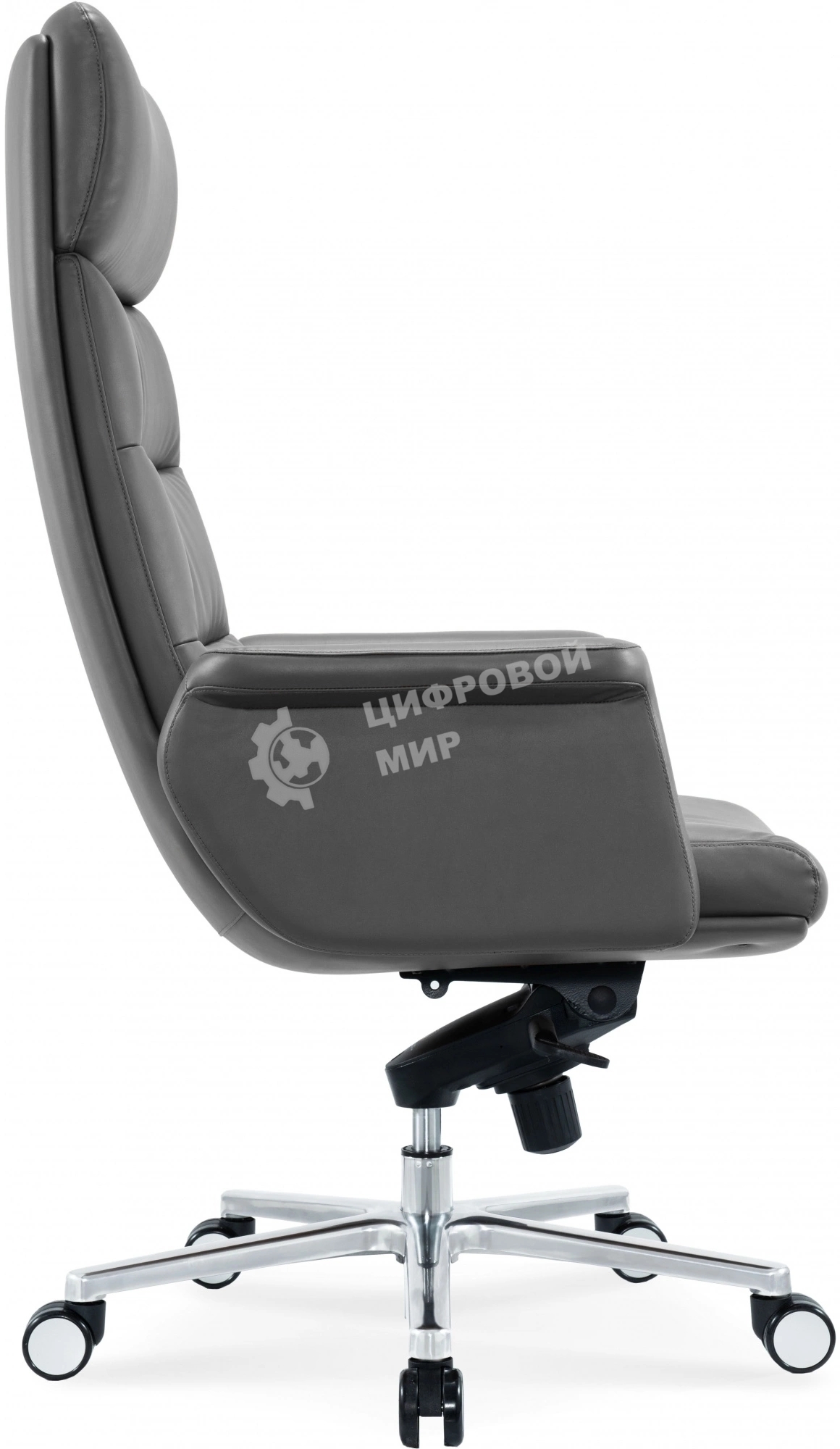 Кресло руководителя Cactus CS-LGR-DUBLIN темно-серый, сиденье темно-серый, кожа, крестов. алюминий