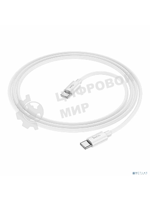 Кабель USB2.0 Hoco Type-C/Type-C, 3А, 60Вт, силиконовая оплетка, X87, 1м, белый, коробка