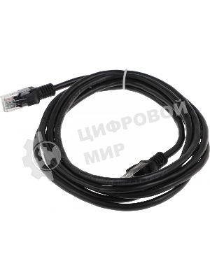 Патч-корд UTP Cablexpert cat.5e, 2м, литой, многожильный, черный