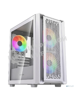 Корпус Powercase Mistral SM04 ARGB, Tempered Glass, Front Nylon Filter, 3x120mm ARGB PWM fans, белый, mATX (CMMSM04W-A3)