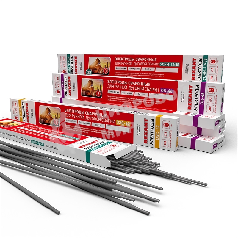 Электрод Rexant УОНИ-13/55, 350 мм/3 мм, пачка 1 кг