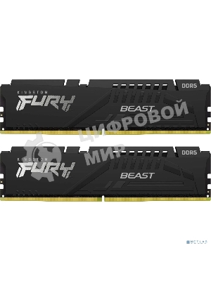 Оперативная память Kingston Fury Beast, DDR5, 16Gb (2x8Gb), 6000MHz, CL30, DIMM, с радиаторами, черный
