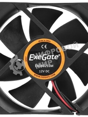Вентилятор для корпуса ExeGate ExtraSilent ES08025SM черный, 80 мм, 2100 об/мин, 21 дБ, 3 pin
