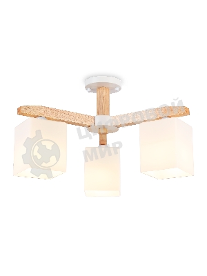 Светильник Ambrella light TR83115/3 WH/LW белый/светлое дерево E27/3 max 40W D580*320