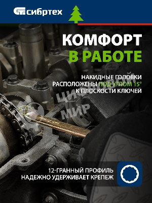 Набор ключей Сибртех комбинированных 6-22 мм. 12 шт.
