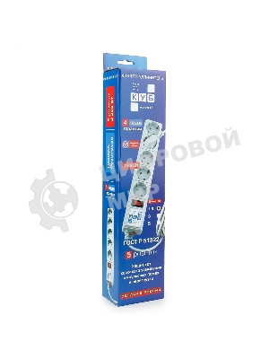 Сетевой фильтр POWER CUBE 1,9 м.* 5 розеток, серый