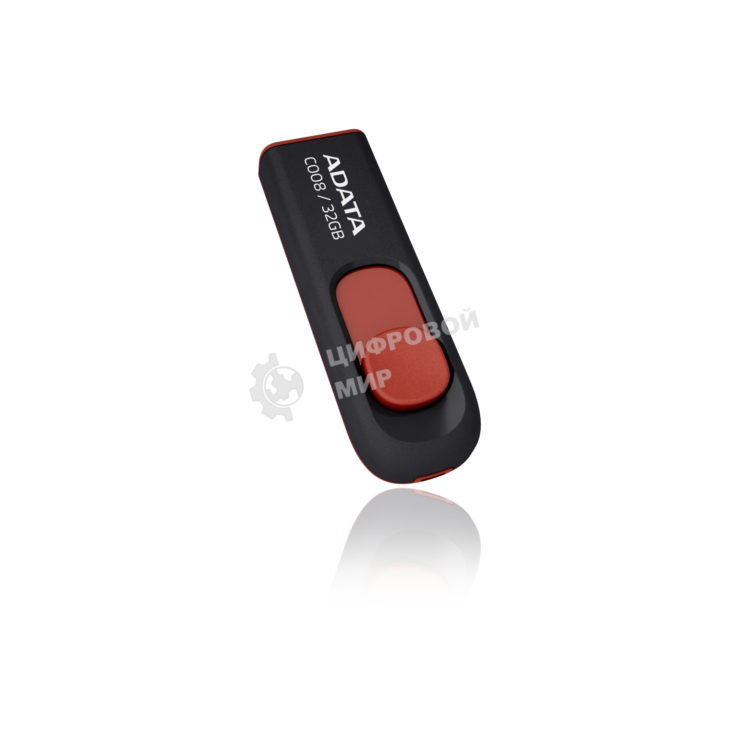 Флешка USB ADATA С008 (AC008-32G-RKD), 32Gb, USB 2.0, R/W 15/5, черный/красный
