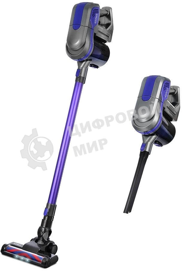 Пылесос вертикальный Kitfort КТ-5103 синий/серый, питание от аккумулятора, 60 Вт, уборка сухая, пылесборник 0.45 л, работа от АКБ max 30 мин.
