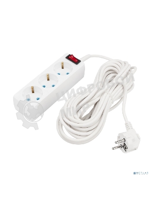 Удлинитель PROconnect 3 гнезда, 10 м, 3х0.75 мм², с/з, с кнопкой, белый