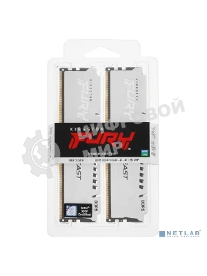 Оперативная память Kingston Fury Beast, DDR5, 64Gb (2x32Gb), 5600MHz, CL40, DIMM, с радиатором, белый