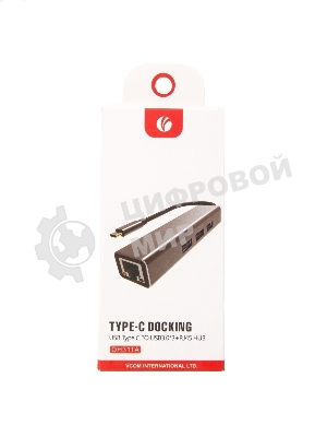 USB-концентратор USB 3.1 Type-Cm --> RJ-45+3port USB3.0(f) Aluminum Shell VCOM DH311A