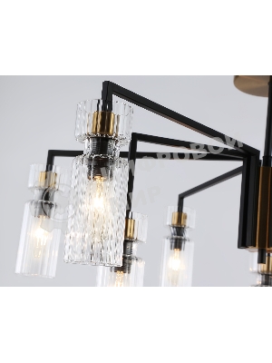 Люстра Ambrella light LH56117/9 BK/BS/CL черный/латунь/прозрачный E14*9 max 40W D765*440