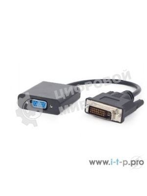 Переходник DVI-D-VGA Cablexpert A-DVID-VGAF-01, 25M/15F, кабеля 0,2м, черный, пакет