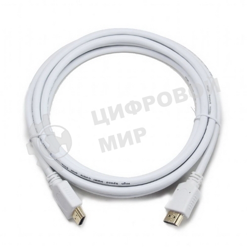 Кабель Cablexpert HDMI CC-HDMI4-W-10, 19M/19M, v2.0, медь, позол.разъемы, экран, 3 м, белый, пакет
