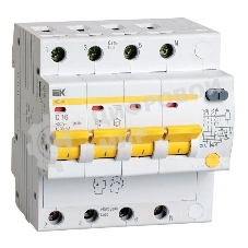 Выключатель автоматический дифференциального тока 4п C 16А 30мА тип AC 4.5кА АД-14 IEK MAD10-4-016-C-030