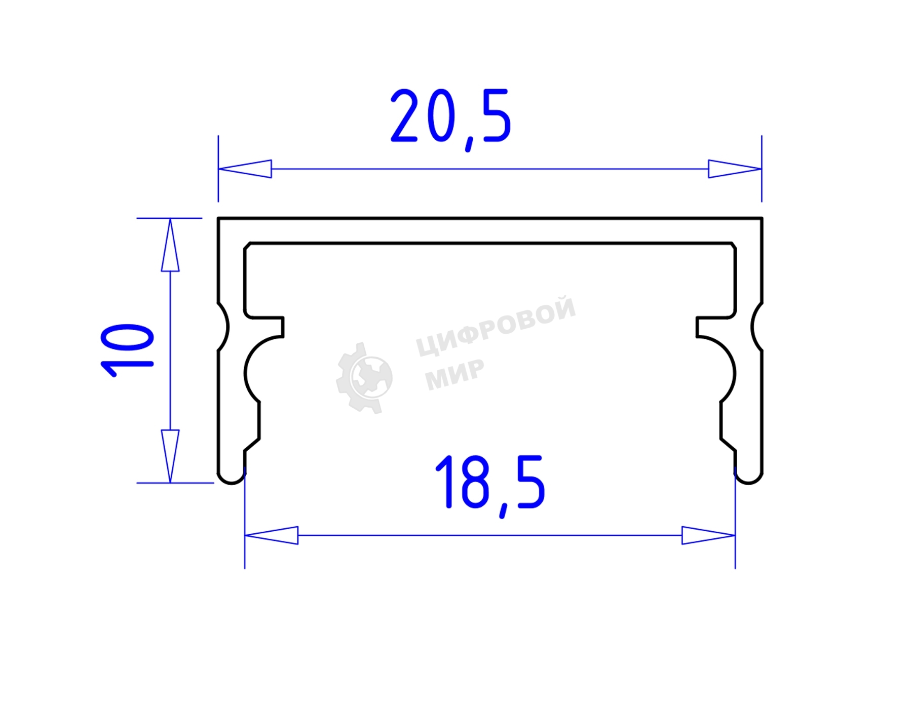 Алюминиевый профиль Ambrella light GP2001AL серебро 2000*20.5*10