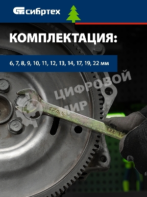 Набор ключей Сибртех комбинированных 6-22 мм. 12 шт.