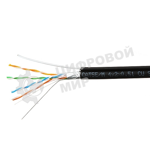 Кабель SkyNet Premium FTP outdoor 4x2x0,51 на тросу, медный, FLUKE TEST, кат.5e, однож., 305 м, на катушке, черный