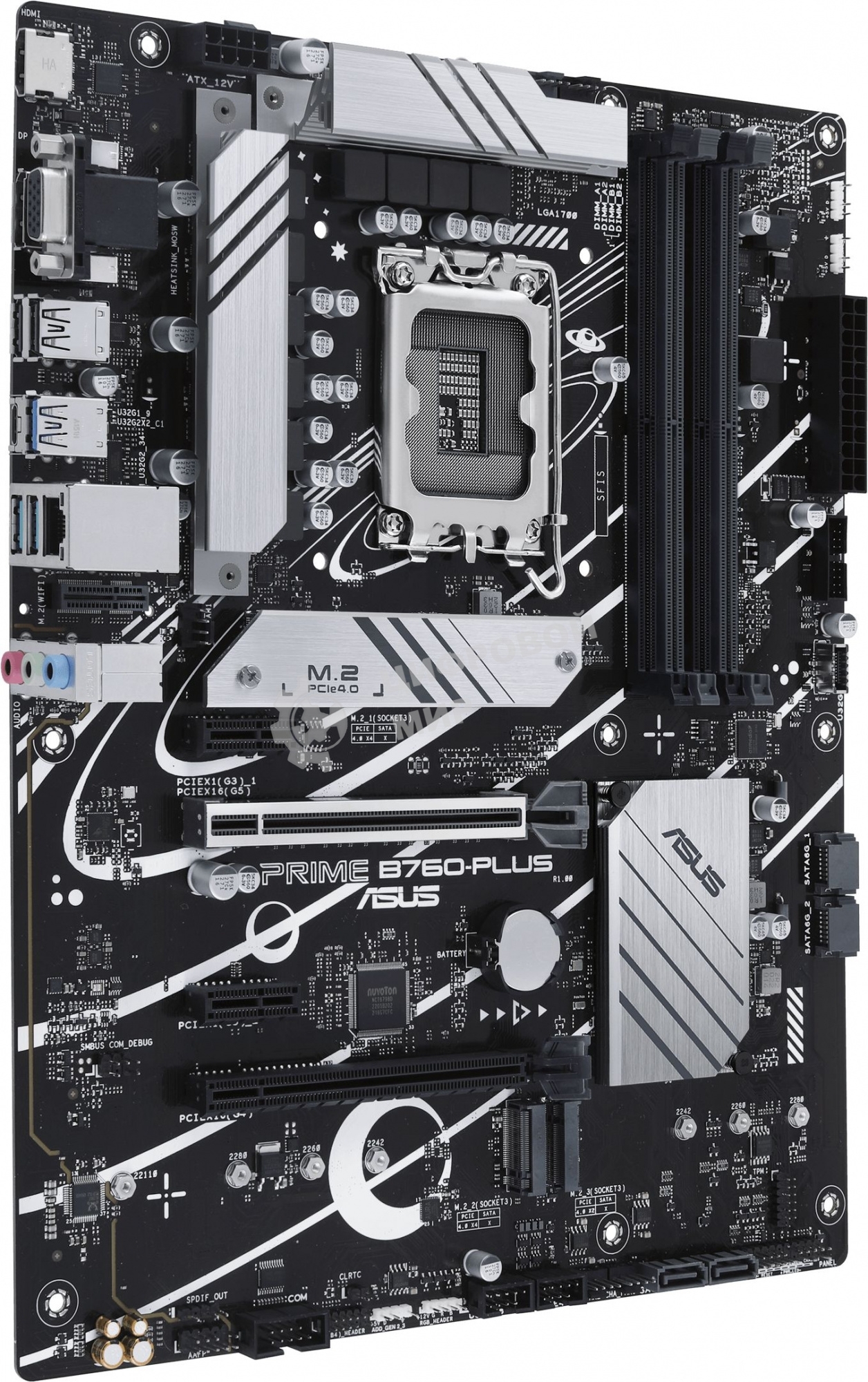 Материнская плата ASUS PRIME B760-PLUS, LGA 1700, Intel B760, 4xDDR5, 4xSATA, 3xM.2, 1xPCIe 4.0 x4, 1xPCIe 5.0 x16, 2xPCIe x1, 1xDP, 1xHDMI, 1xVGA, 2xUSB-A 3.2 Gen 2, 1xUSB-C 3.2 Gen 2x2, 1x 2.5Gb LAN, 3x3.5 мм, 7.1, ATX