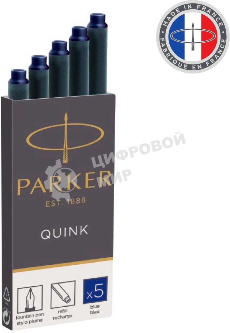 Картридж Parker Quink Z11 (CW1950384) синие чернила, для ручек перьевых (5шт)