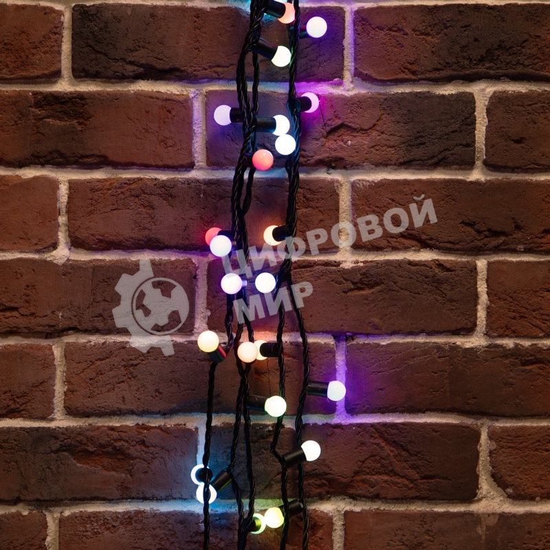 Гирлянда светодиодная Neon-night Мультишарики Ø17,5мм 10м 100 LED RGb черный ПВХ IP65 медленная смена цвета 230В нужен блок 303-500